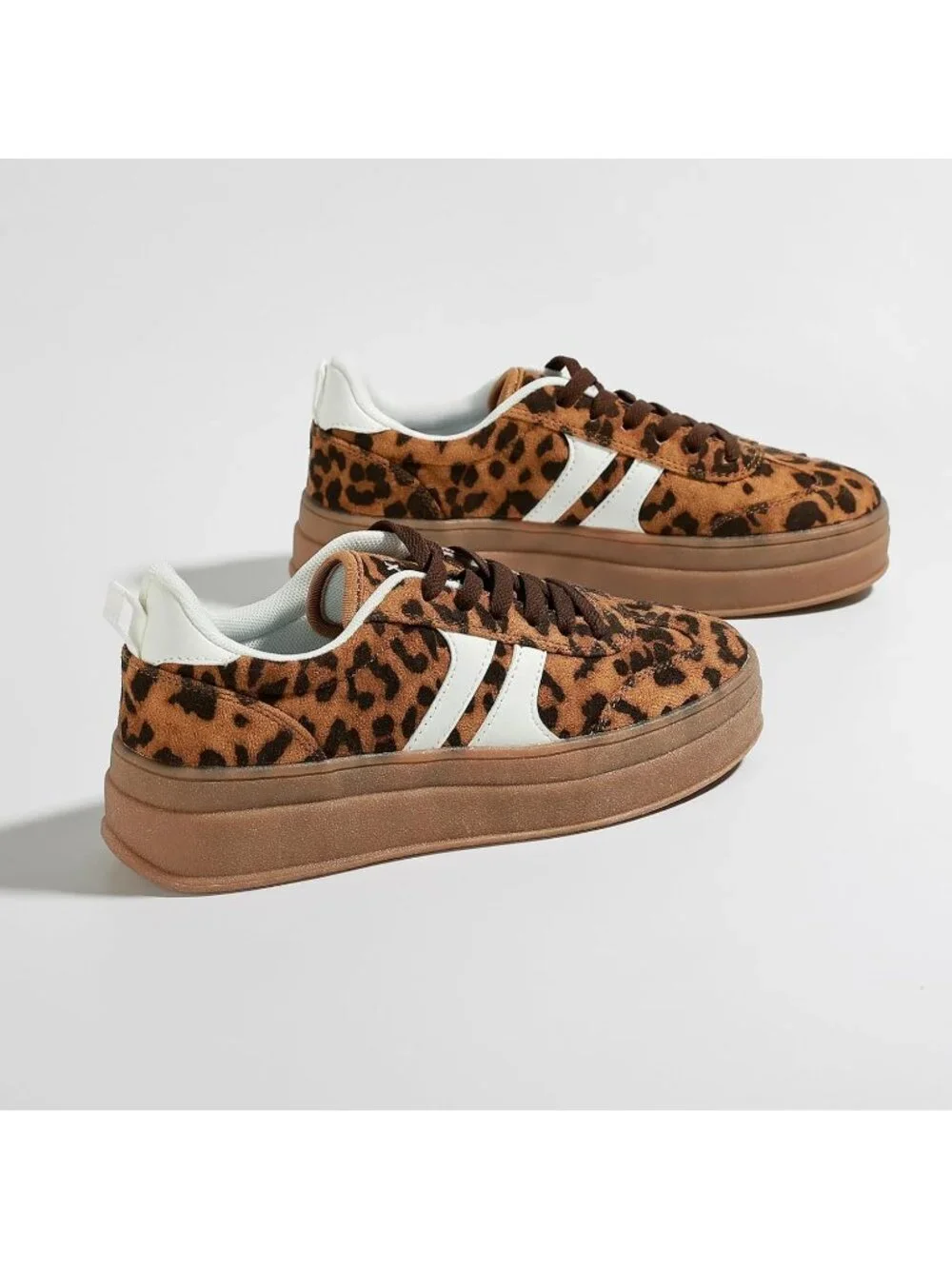 🆕Women's Leopard Gum Sole Fashion Sneakers Thick Platform Sole Rubber Shoes